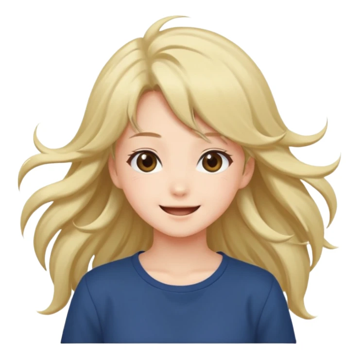 cute anime girl with blowing hair sticker