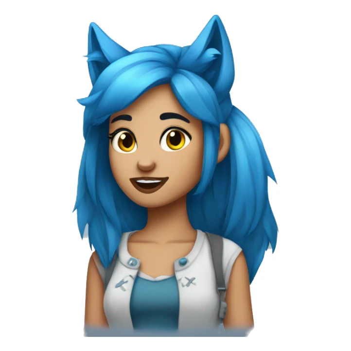 bella the wolf girl blue hair sticker
