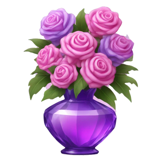 pink and purple bouquet in crystal vase sticker