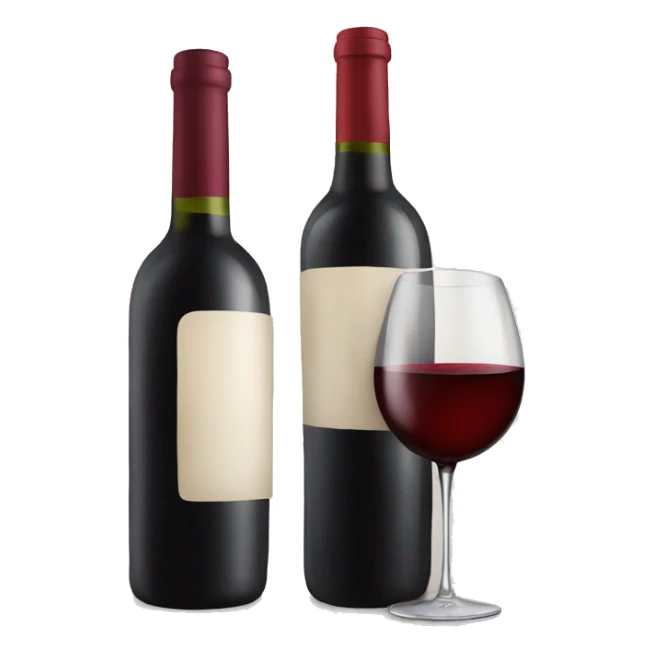 Bottle of red wine with a wine glass sticker