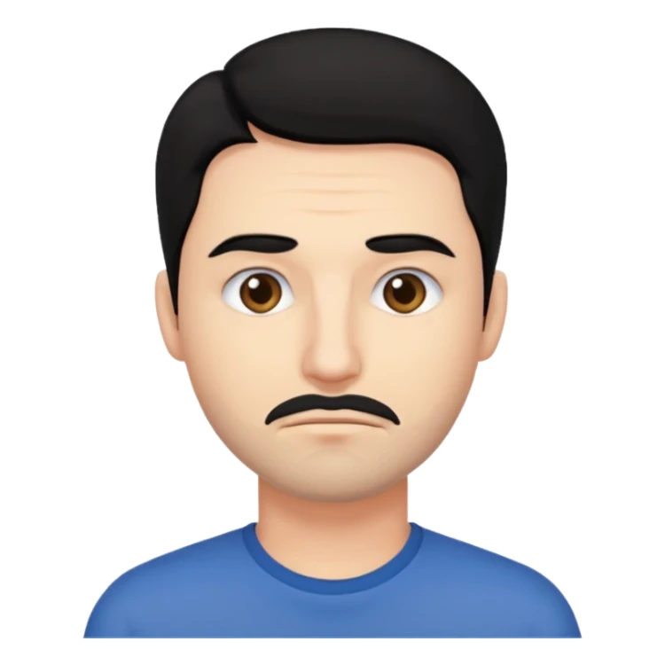 man with tired eyes black hair sticker