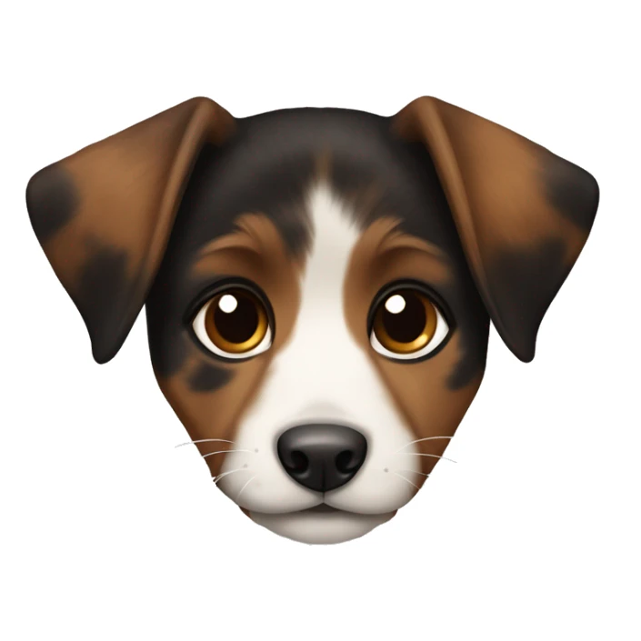 A black and brown tortoiseshell puppy without white with pointy ears sticker