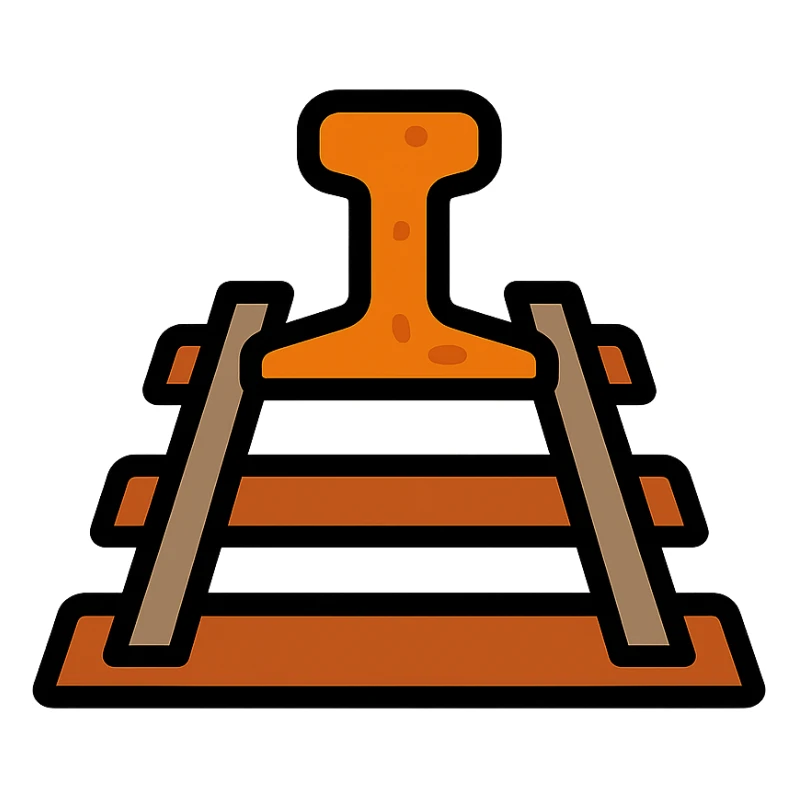 minimalist icon of rusty railway, simple lines, hint of rust color sticker