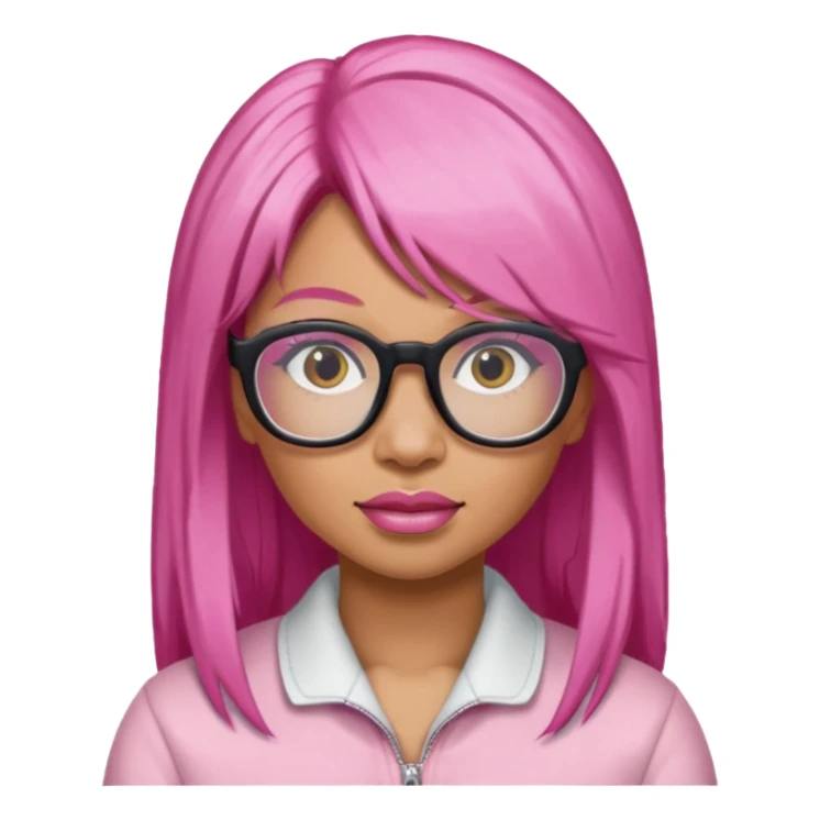 Rapper Nicki Minaj pink hair wear glasses sticker