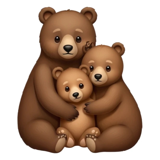 Mama, papa, and baby bear hug sticker