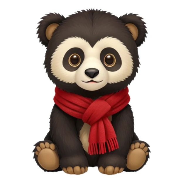 Jellycat spectacled bear cub stuffed plush wearing a red scarf sticker