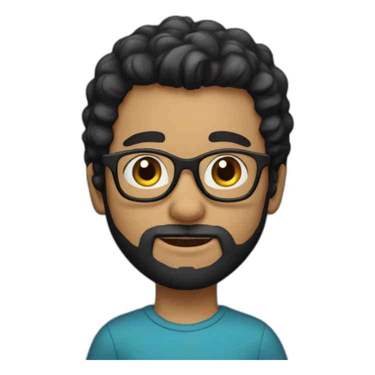 boy with stray hair, glasses and black beard sticker