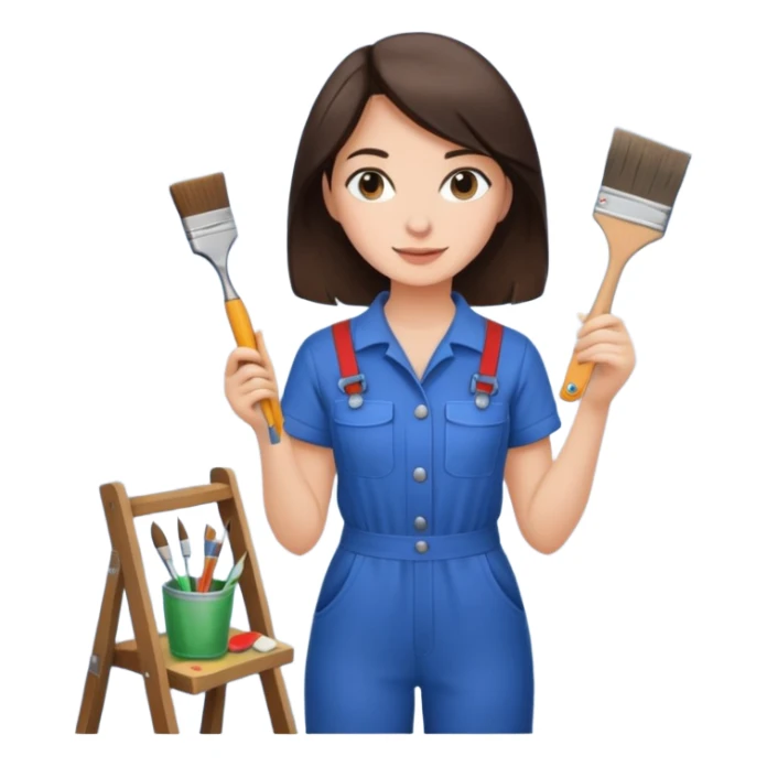 brunette girl renovating her apartment sticker