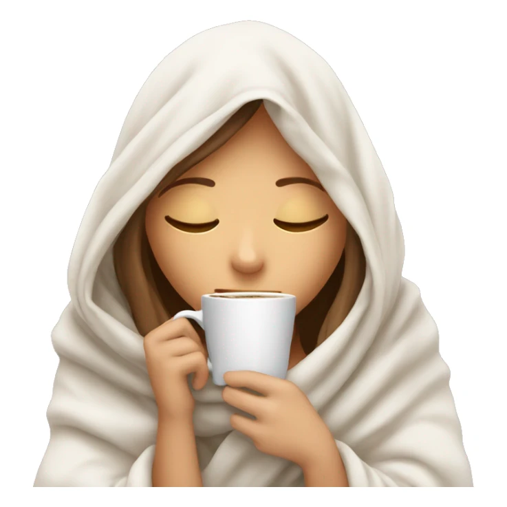 girl white inside a blanket sipping coffee eyes closed sticker