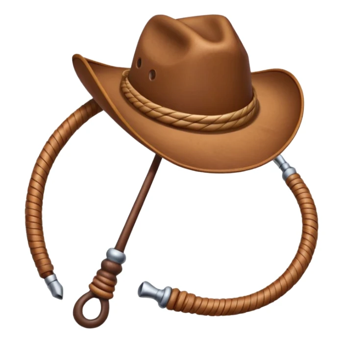 cowboy whip object icon, coiled leather whip, wooden handle, western style, 3D cartoon, mobile game icon style, centered, clean background, soft shadow, no text, no watermark
 sticker