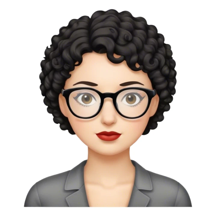 Mulher branca de cabelo igual de homem preto cacheado e óculos  sticker