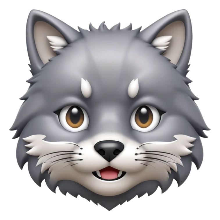 3D-style gray wolf or cat-like character emoji, WTF meme face, clean and glossy, inspired by TenSquared logo sticker