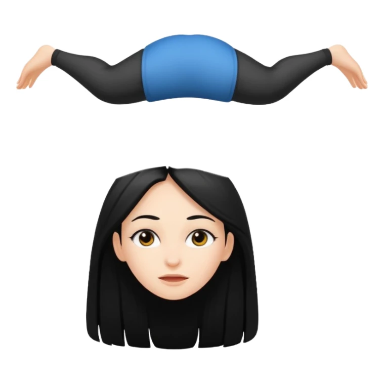 white girl with black long hair standing on her head sticker