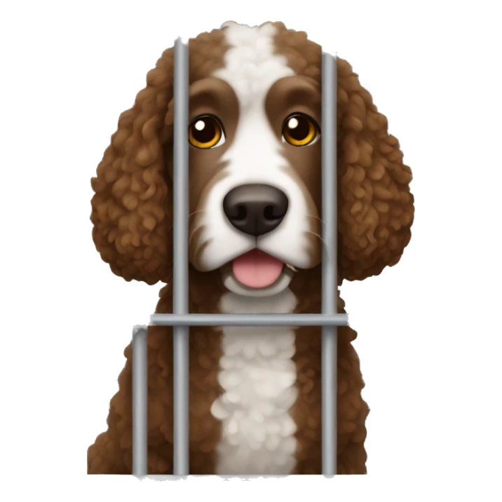 Brown Spanish water dog in jail sticker
