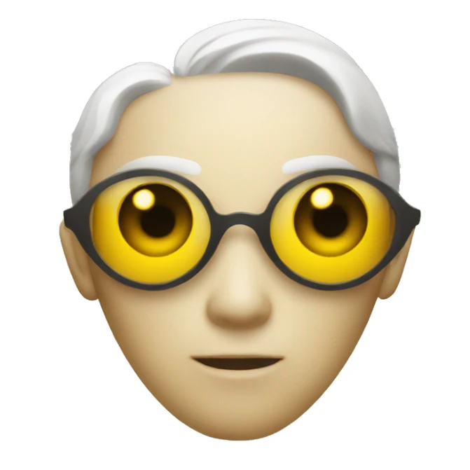 Regular yellow emoji with hunter eyes and long sharp jawline sticker