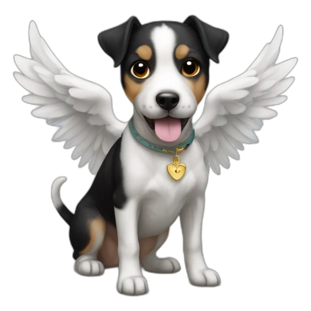 black jack rusell terrier with angel wings sticker