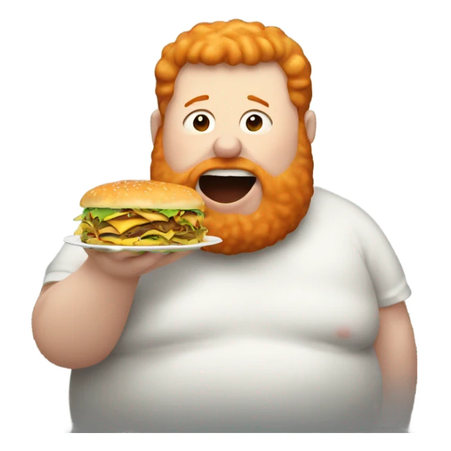 fat ginger man eating a lot of food  sticker
