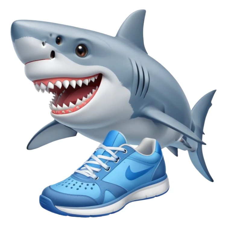 Friendly shark in blue tennis shoes sticker