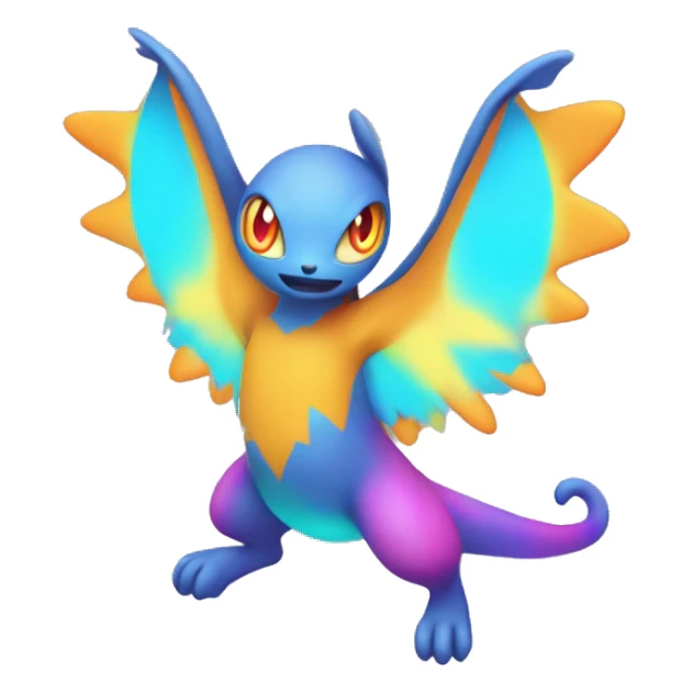 Colorful Neon Colors Flying Fakémon-Pokémon-Creature Full Body sticker