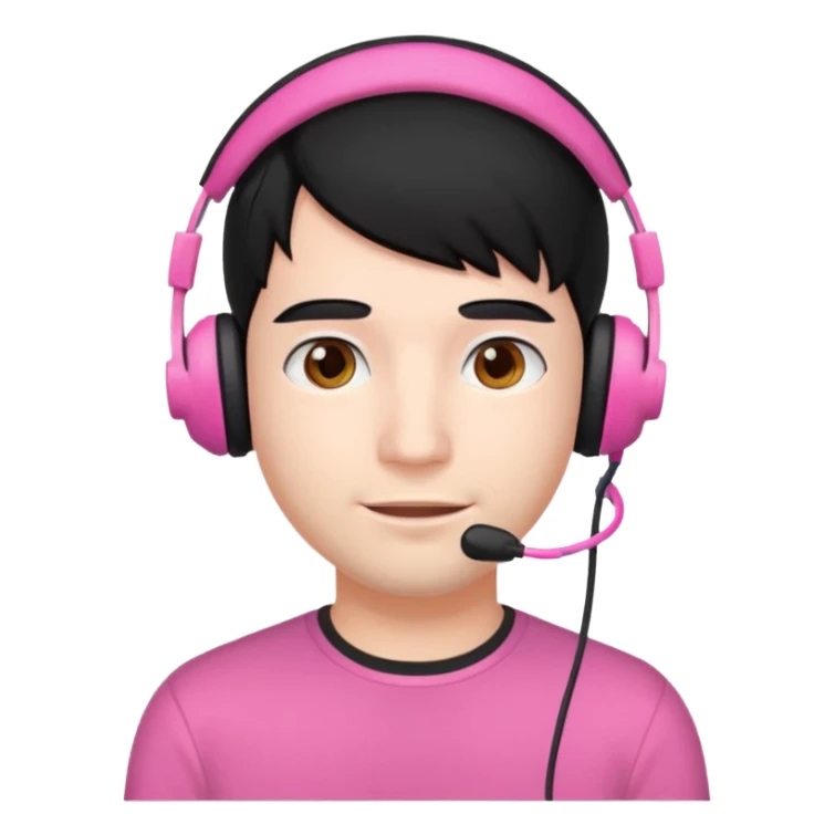 guy with black hair and pink headset sticker