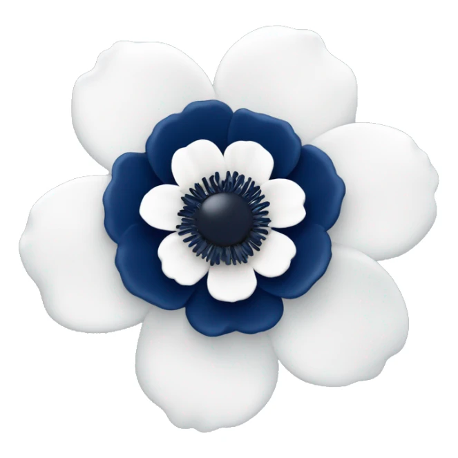 white anemone flower with navy blue center  sticker