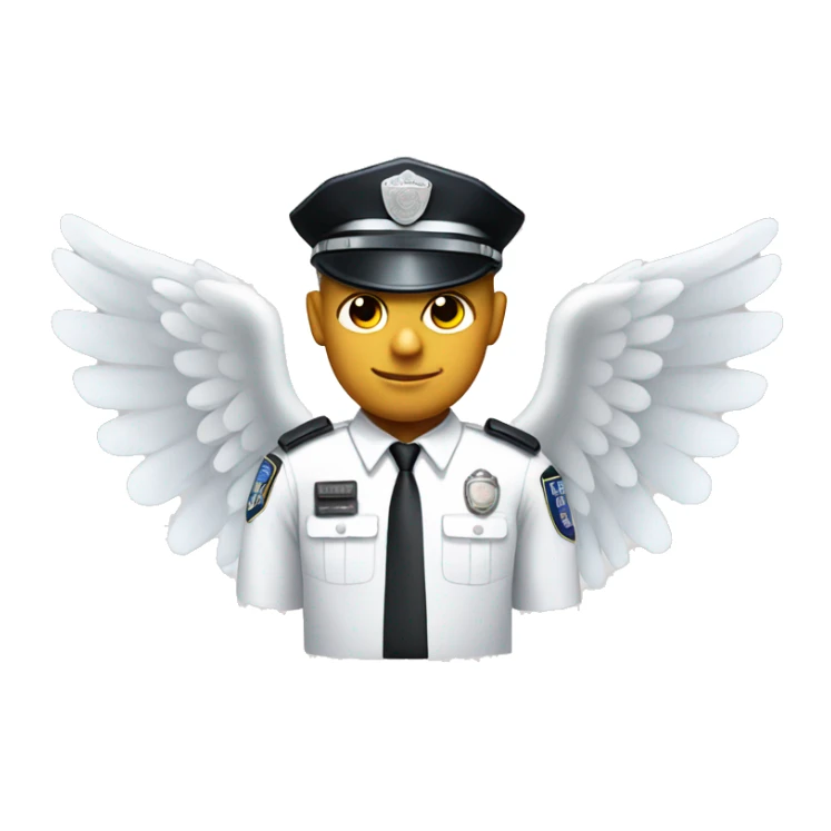 A White Police man with ANGEL WINGS sticker