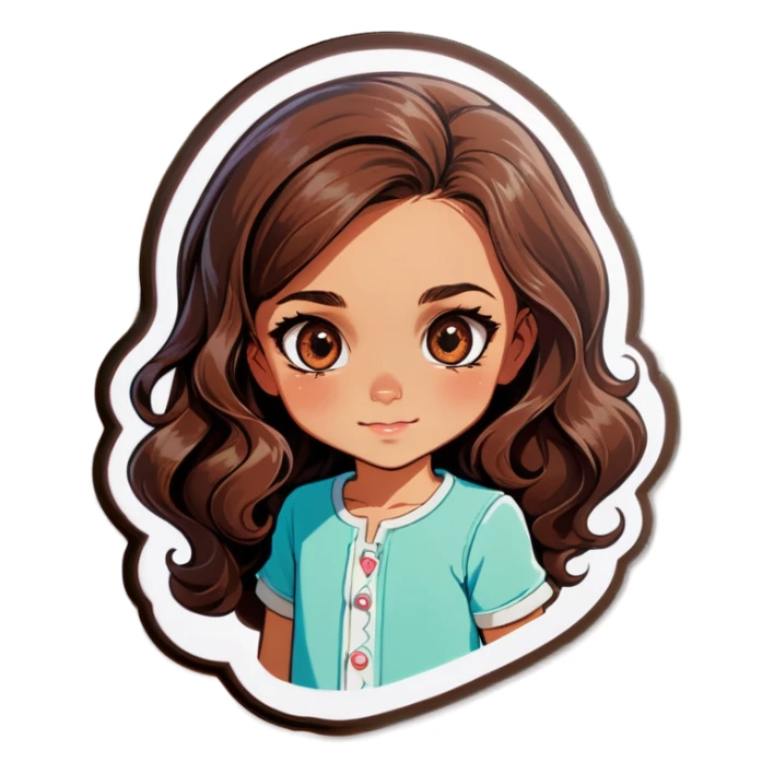 Girl with wavy haif and Brown eyes sticker