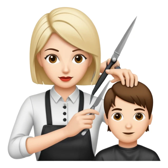 hair stylist teacher showing cutting techniques to students sticker