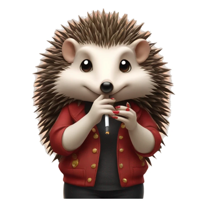 Red gothic female hedgehog smoking a cigarette sticker