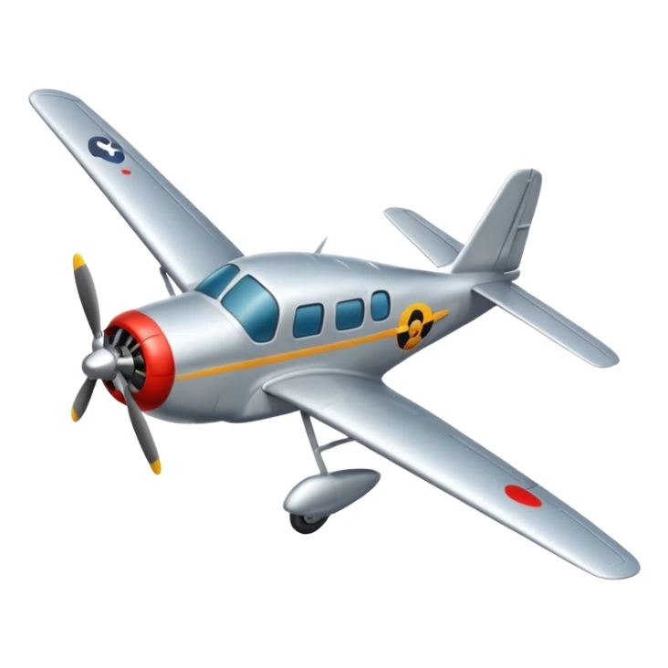 A small propeller plane with a bright painted nose and sturdy landing gear flying low and fast.
 sticker
