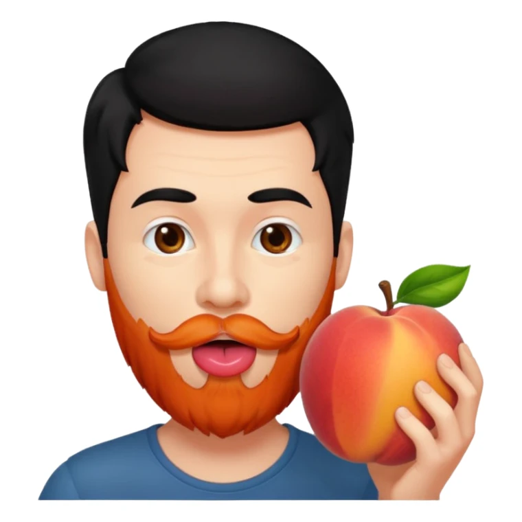 Black hair Man red beard licking peach sticker