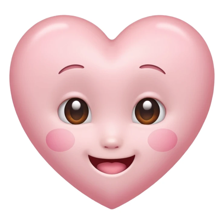 light pink heart with a cute face, kawaii expression sticker