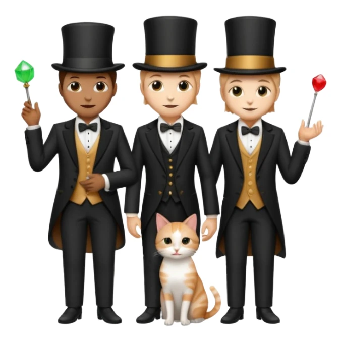 magician couple and their pet cat sticker