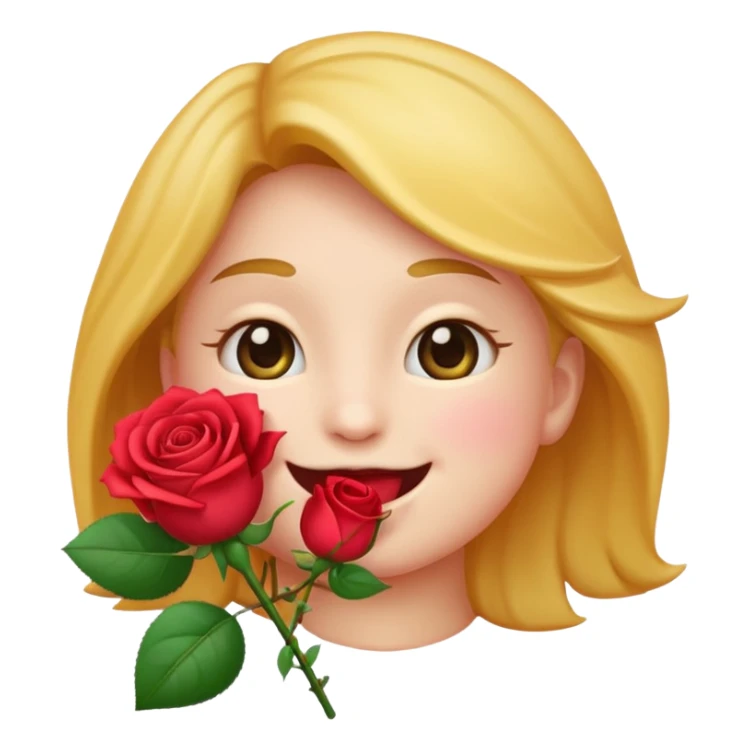 Create emoji that holding Rose's in his mouth sticker