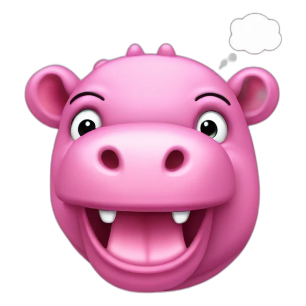 pink hippo surprised with head bursting sticker