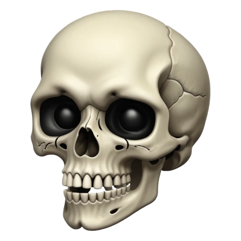 A skull that is dark depressing and under saturated make him creepy and scary but also cursed and his jaw is like uncanny long but not too long that it’s like monster long like impressive human achieveable long sticker