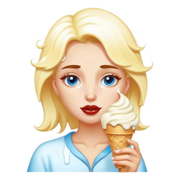 Girl with vanilla ice cram drops on her face sticker