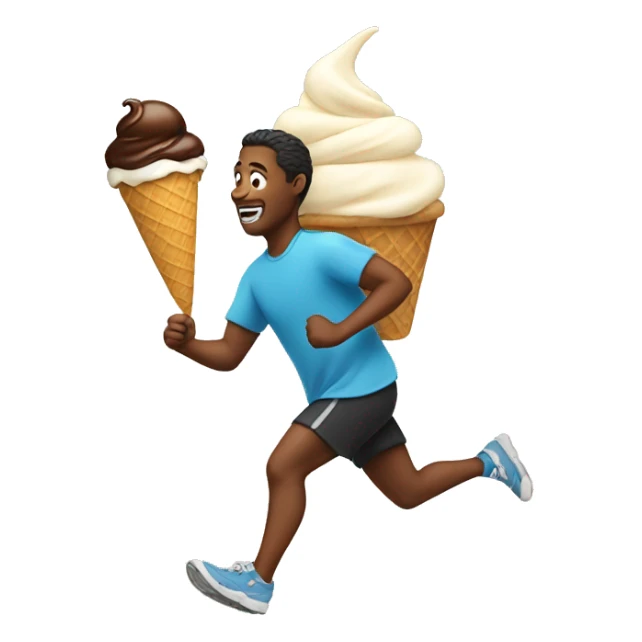 Person running with an ice cream sticker
