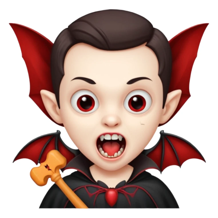 vampire royal child with toy bat open mouth sticker