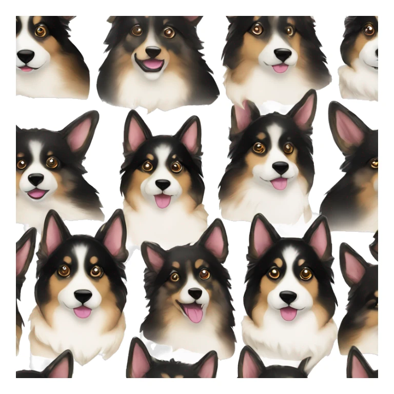  Black spotted brindle German shepherd husky fluffy ears and holographic harness running sticker