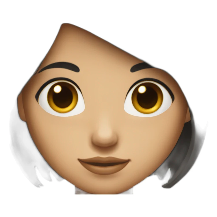 a black haired girl with medium length hair and brown eyes sticker