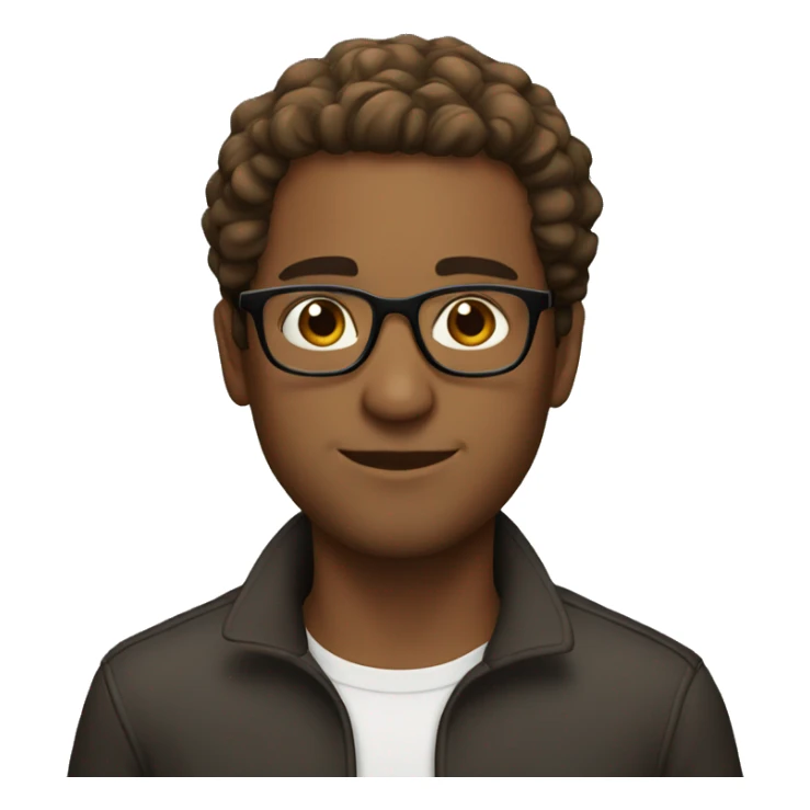 Brown man, normal hair, round glasses sticker