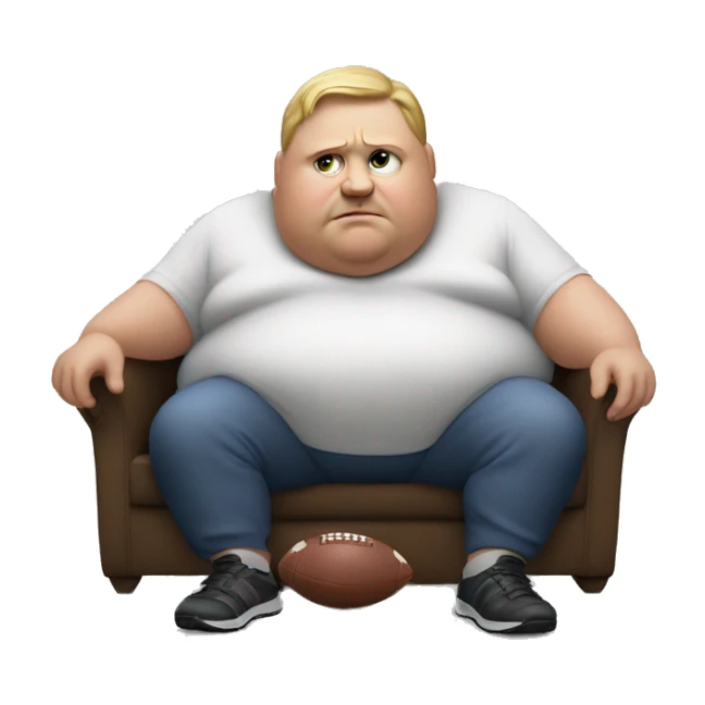 Morbidly obese man watching football sticker