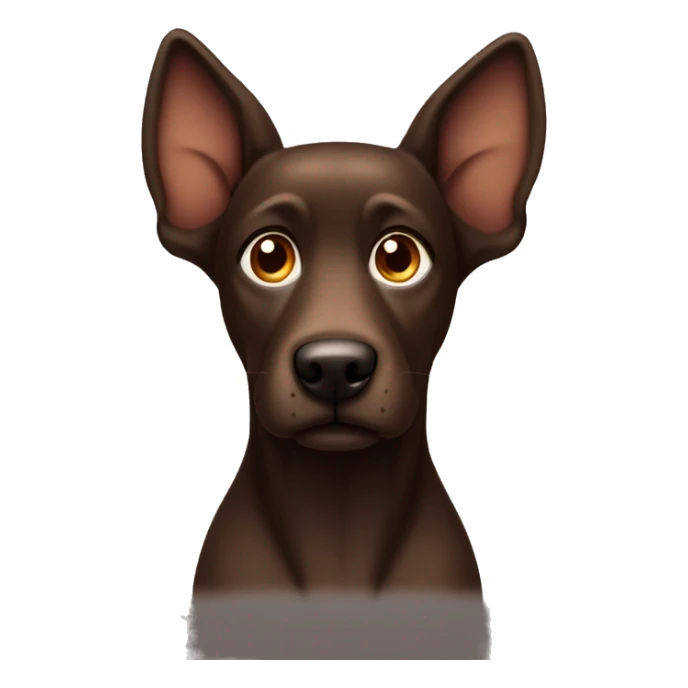 Dark brown dog with one ear half up and one ear down with a long snout darker brown only sticker