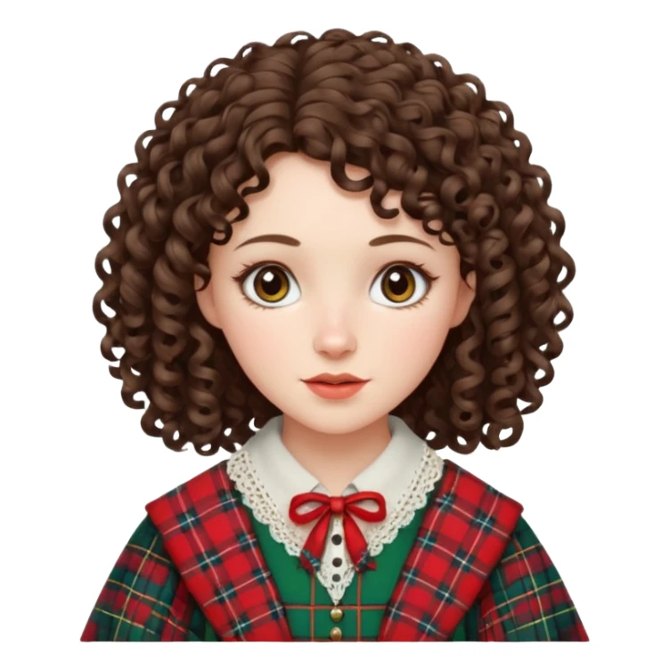 brunette curly woman wearing scottish traditional clothes sticker