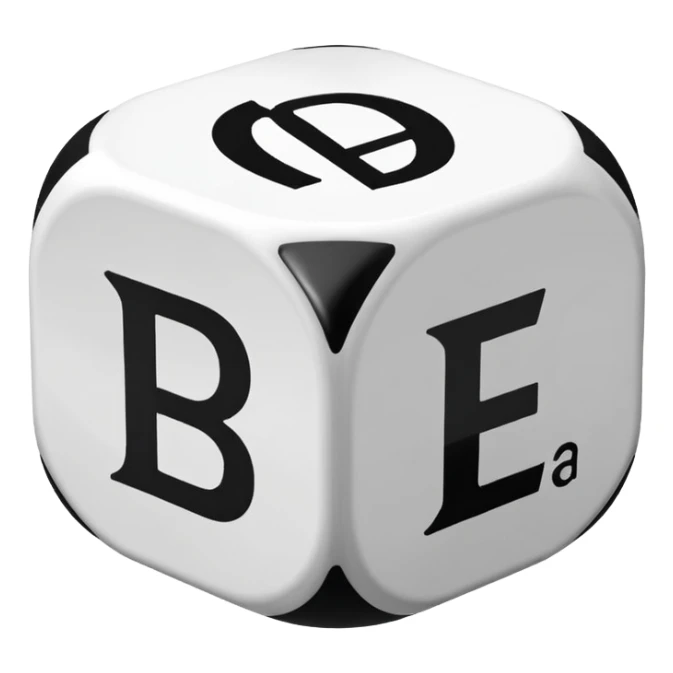 create a dice with the word der die das written on each visible side sticker