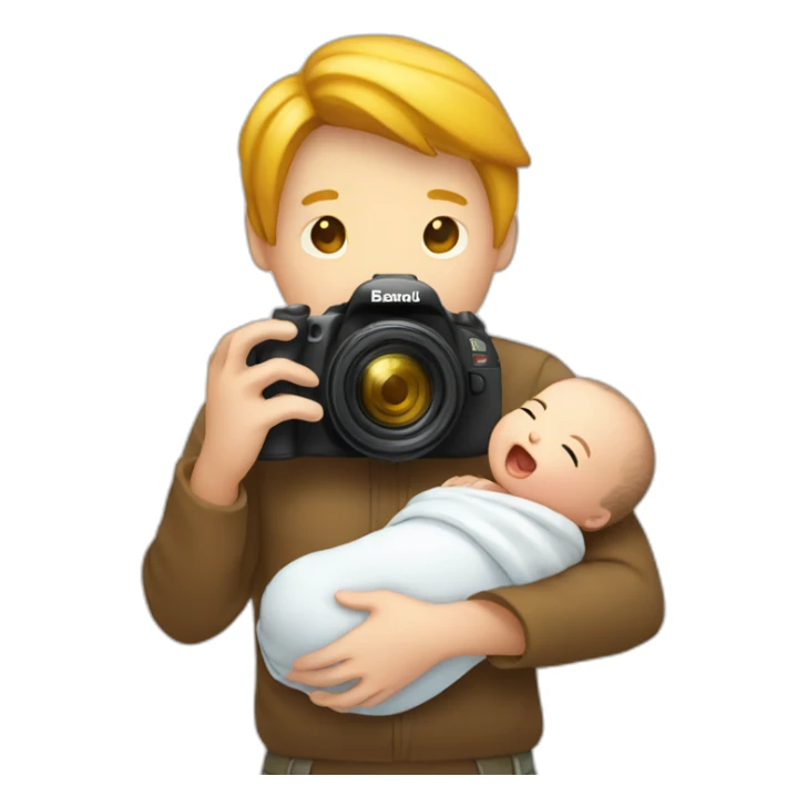 photographer photographing a newborn sticker