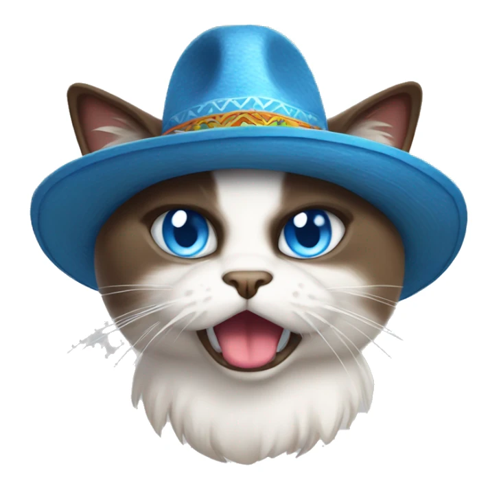 angry snowshoe cat with blue eyes wearing a sombrero  sticker