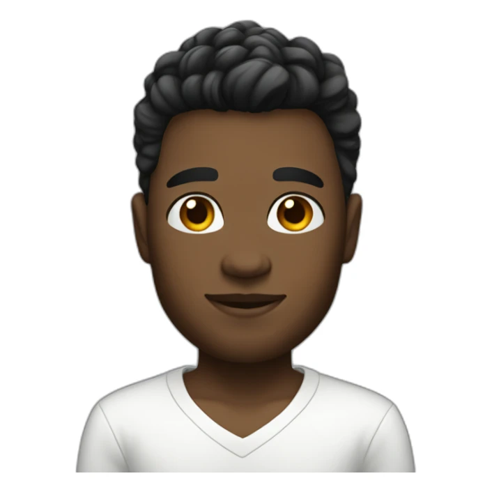 He was born with blask hair and white clothes sticker