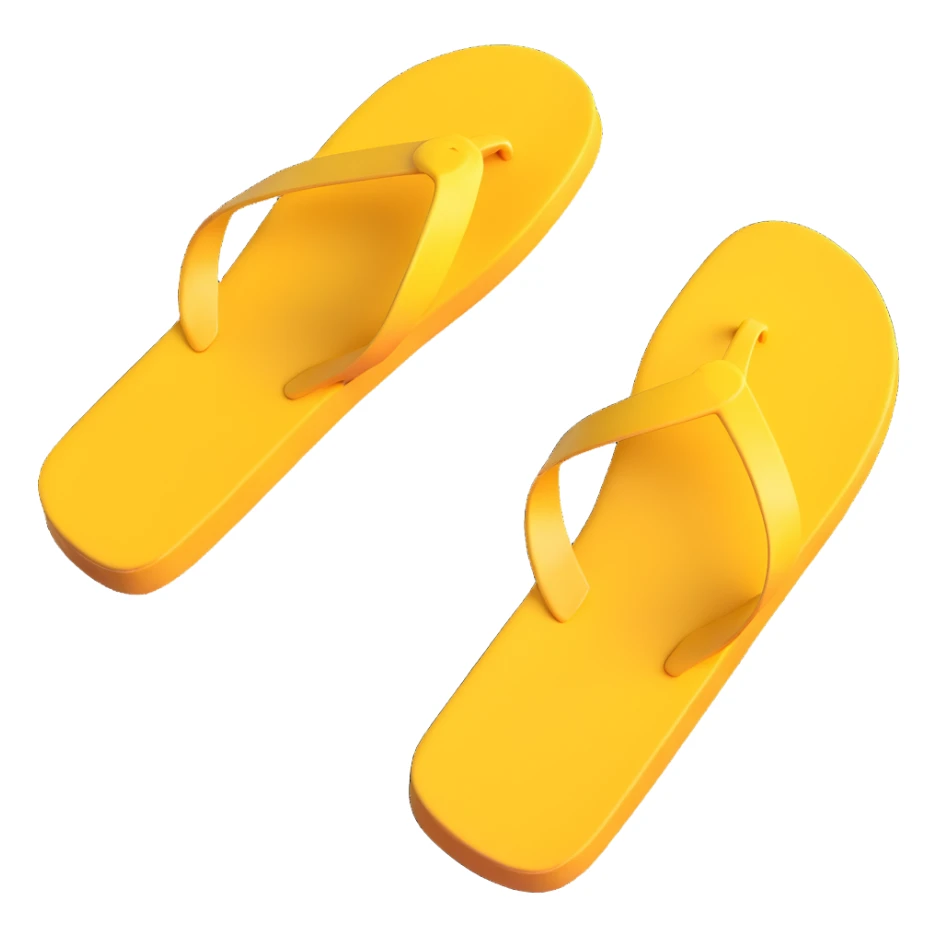 Plain sandal bottom with minimal detail, 3D iPhone emoji style, matching the angle of the reference image, viewed from the bottom. sticker
